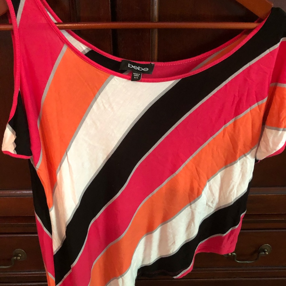 Bebe asymmetric shirt with one peep shoulder